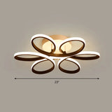 Modern Led Black Floral Metal Flush Light For Bedroom Ceiling / 23’ Natural