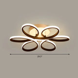 Modern Led Black Floral Metal Flush Light For Bedroom Ceiling / 29.5’ Third Gear