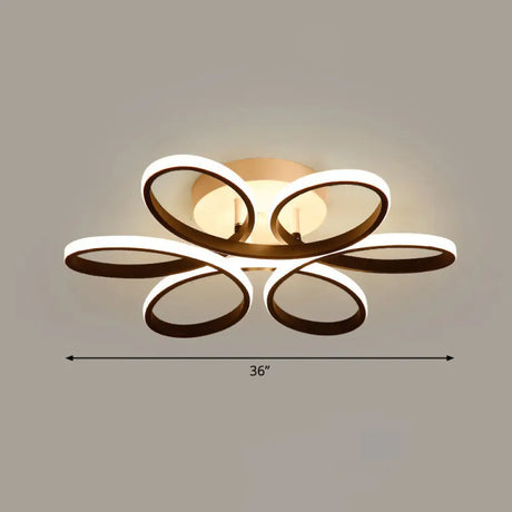 Modern Led Black Floral Metal Flush Light For Bedroom Ceiling / 36’ Third Gear