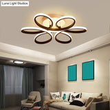 Modern Led Black Floral Metal Flush Light For Bedroom Ceiling