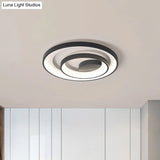 Modern Led Black Flush Ceiling Light With Metal Shade – Warm/White 16.5’/20.5’ Dia