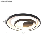 Modern Led Black Flush Ceiling Light With Metal Shade – Warm/White 16.5’/20.5’ Dia