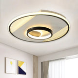 Modern Led Black Flush Mount Round Light Fixture For Bedroom 16.5/20.5 Wide / 16.5