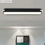 Modern Led Black Flushmount Ceiling Light Fixture - Metallic Rectangle 19’/27’/34.5’ Long White/Warm
