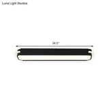 Modern Led Black Flushmount Ceiling Light Fixture - Metallic Rectangle 19’/27’/34.5’ Long White/Warm