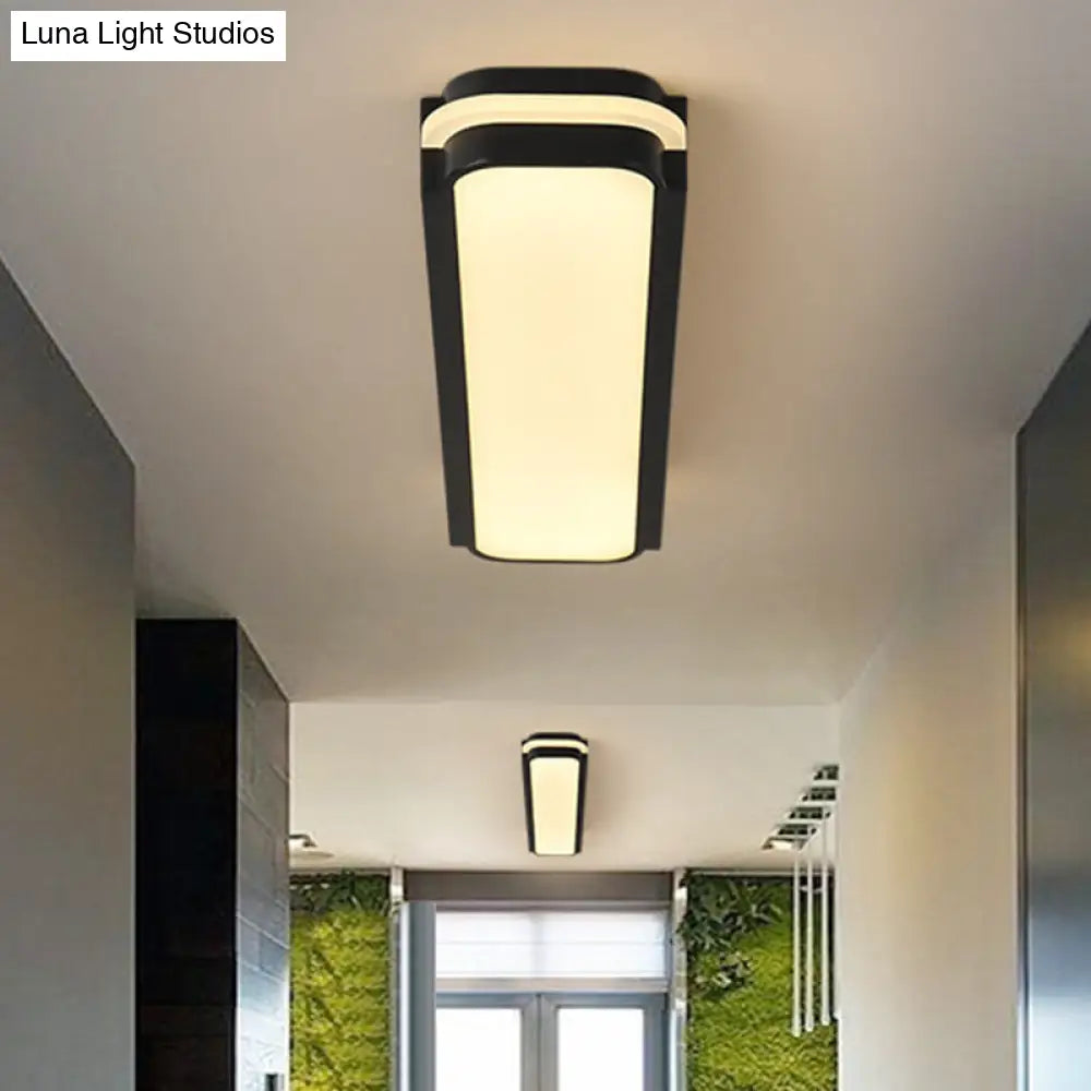 Modern Led Black Flushmount Ceiling Light Fixture - Metallic Rectangle 19/27/34.5 Long White/Warm /
