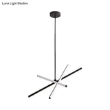 Modern Led Black/Gold Metal Pendant Chandelier For Bedroom - Warm Light