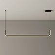 Modern Led Black Island Hanging Lamp Kit - Sleek Metal Half Rectangle Design With Adjustable