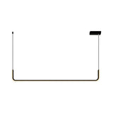 Modern Led Black Island Hanging Lamp Kit - Sleek Metal Half Rectangle Design With Adjustable