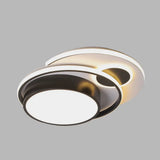 Modern Led Black Metallic Drum Flush Mount Ceiling Lighting For Bedroom - 16/19.5 Wide