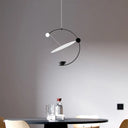 Modern Led Black Orbit Pendant Chandelier Minimalist Design Super Thin Acrylic Hanging Light