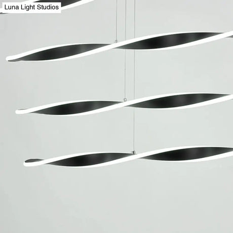 Modern Led Black Spiral Chandelier Pendant Light For Dining Room