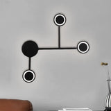 Modern Led Black Wall Sconce - Circle Metallic Flush Mount Lamp In Warm/White Light / Warm