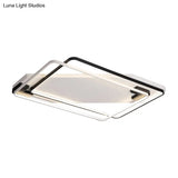 Modern Led Black/White Acrylic Rectangular Ceiling Light - 18’/22’/27.5’ Wide Warm/White Flushmount