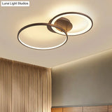 Modern Led Brown Flush Mount Ceiling Light Fixture - Acrylic 2-Ring Modernism Lighting