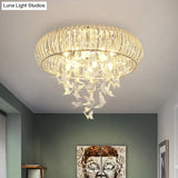 Modern Led Butterfly Flush Mount Ceiling Lamp - Crystal Prism Ring Remote Control Dimming & Multi -