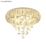 Modern Led Butterfly Flush Mount Ceiling Lamp - Crystal Prism Ring Remote Control Dimming & Multi -