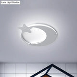 Modern Led Ceiling Flush Light - White Moon And Star Design In Warm/White
