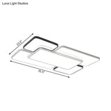 Modern Led Ceiling Flush Mount Light - 16/19.5/35.5’ Black & White Square/Rectangle Lamp Acrylic