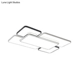 Modern Led Ceiling Flush Mount Light - 16/19.5/35.5’ Black & White Square/Rectangle Lamp Acrylic