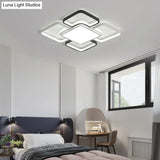 Modern Led Ceiling Flush Mount Light - 16/19.5/35.5’ Black & White Square/Rectangle Lamp Acrylic