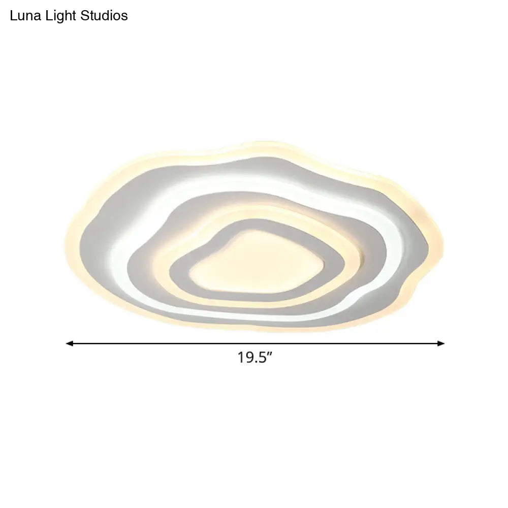 Modern Led Ceiling Lamp: 19.5’/23.5’ Wide Acrylic White Flush Mount With Warm/White Light For Lounge