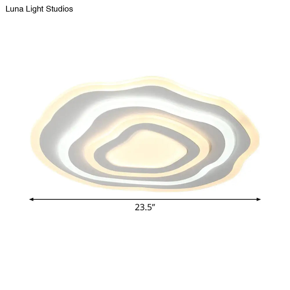 Modern Led Ceiling Lamp: 19.5’/23.5’ Wide Acrylic White Flush Mount With Warm/White Light For Lounge