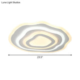 Modern Led Ceiling Lamp: 19.5’/23.5’ Wide Acrylic White Flush Mount With Warm/White Light For Lounge