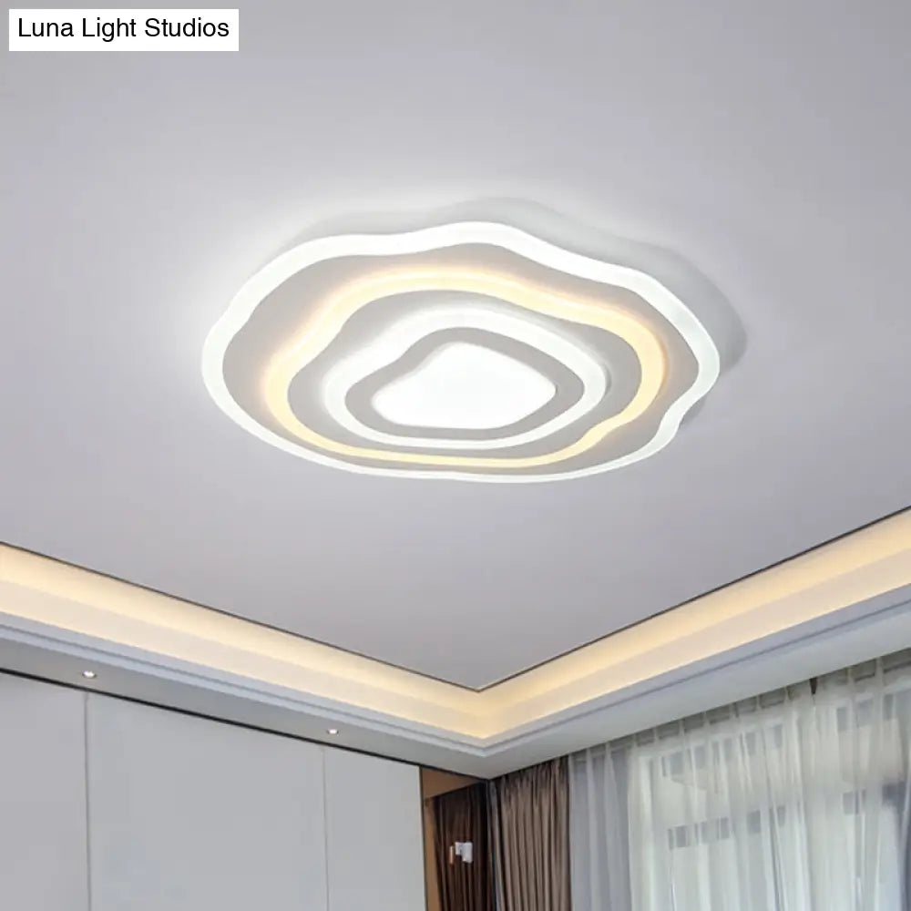 Modern Led Ceiling Lamp: 19.5’/23.5’ Wide Acrylic White Flush Mount With Warm/White Light For Lounge