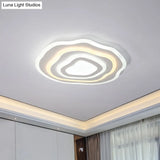 Modern Led Ceiling Lamp: 19.5’/23.5’ Wide Acrylic White Flush Mount With Warm/White Light For Lounge