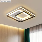 Modern Led Ceiling Lamp - Black Flush - Mount Light Fixture With Acrylic Shade