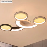 Modern Led Ceiling Lamp - Black & White 3 - Circle Light Metallic Finish Light/Remote Control