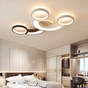 Modern Led Ceiling Lamp - Black & White 3 - Circle Light Metallic Finish Light/Remote Control