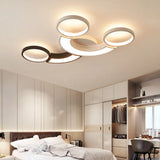 Modern Led Ceiling Lamp - Black & White 3 - Circle Light Metallic Finish Light/Remote Control