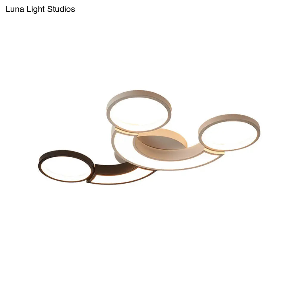 Modern Led Ceiling Lamp - Black & White 3 - Circle Light Metallic Finish Light/Remote Control