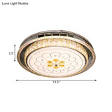 Modern Led Ceiling Lamp: Clear Crystal Circular Flushmount In Stainless-Steel