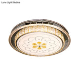 Modern Led Ceiling Lamp: Clear Crystal Circular Flushmount In Stainless-Steel