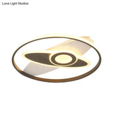 Modern Led Ceiling Lamp For Kid’s Bedroom In White Acrylic Ring And Oval Shape