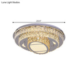 Modern Led Ceiling Lamp: Stainless - Steel Flushmount With Elegant Crystal Design