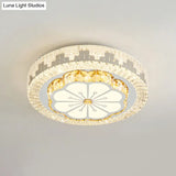 Modern Led Ceiling Lamp With Crystal Flower/Round Cut Design - Chrome Flush Mount For Bedroom