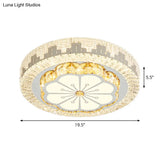 Modern Led Ceiling Lamp With Crystal Flower/Round Cut Design - Chrome Flush Mount For Bedroom