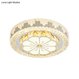 Modern Led Ceiling Lamp With Crystal Flower/Round Cut Design - Chrome Flush Mount For Bedroom
