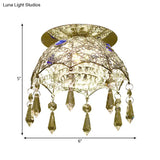 Modern Led Ceiling Lamp With Crystal Shade – Chrome Scalloped Dome Flush Mount Light In Warm/White