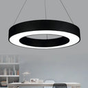 Modern Led Ceiling Lamp With Halo Ring Pendant Lighting In Black/White Acrylic Shade