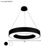 Modern Led Ceiling Lamp With Halo Ring Pendant Lighting In Black/White Acrylic Shade
