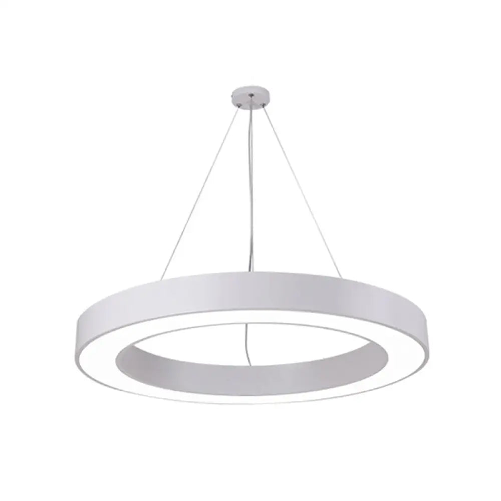 Minimalist Led Ceiling Lamp: Black/White Halo Ring Pendant Light With Acrylic Shade 16/31.5/39 Width