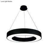 Modern Led Ceiling Lamp With Halo Ring Pendant Lighting In Black/White Acrylic Shade