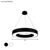 Modern Led Ceiling Lamp With Halo Ring Pendant Lighting In Black/White Acrylic Shade