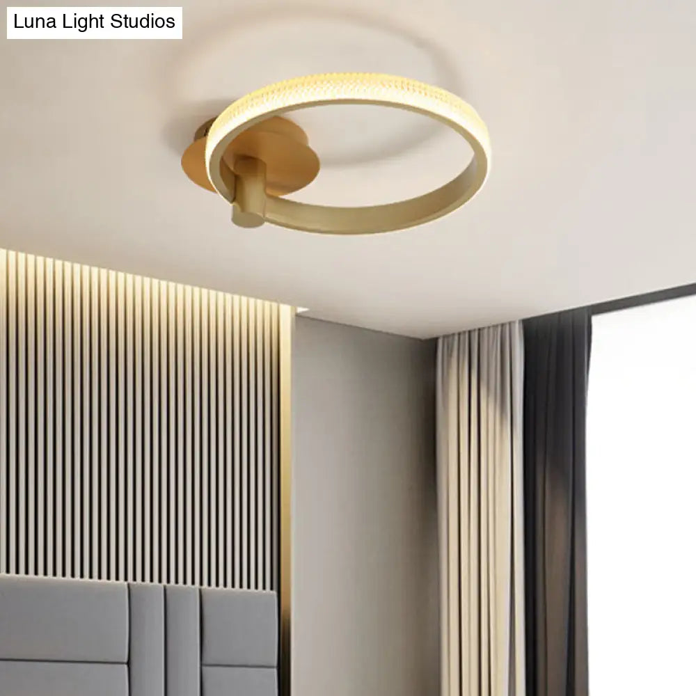 Modern Led Ceiling Light - Acrylic Gold 18’/22’ For Bedroom Warm/White/Natural Options