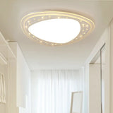 Modern Led Ceiling Light - Acrylic Triangle With Crystal Bead & Flush Mount White / 19’ Warm